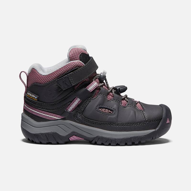 Keen Targhee Waterproof Wanderstiefel Kinder DE-31062 Raven/Tulipwood - Keen Kinderschuhe Schwarz